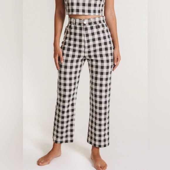 Aniela Parys Enoke Trousers Size Small Checkered Crop Pants - Picture 1 of 12